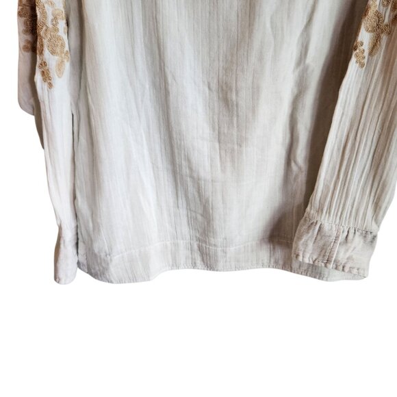 Soft Surroundings Shirt Large Pale Gray Charlotte Top Women's Embroidered NEW - Picture 4 of 13